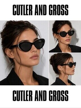 CUTLER AND GROSS- 1286 CAT-EYE SUNGLASSES-BLACK - RARE FIND